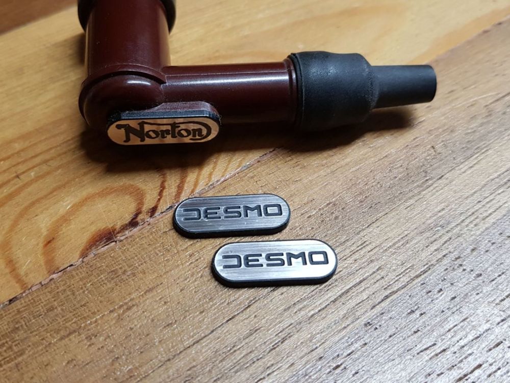 Desmo Ducati HT Cap Cover Badges NGK Spark Plug - Solid Text - 22mm Pair