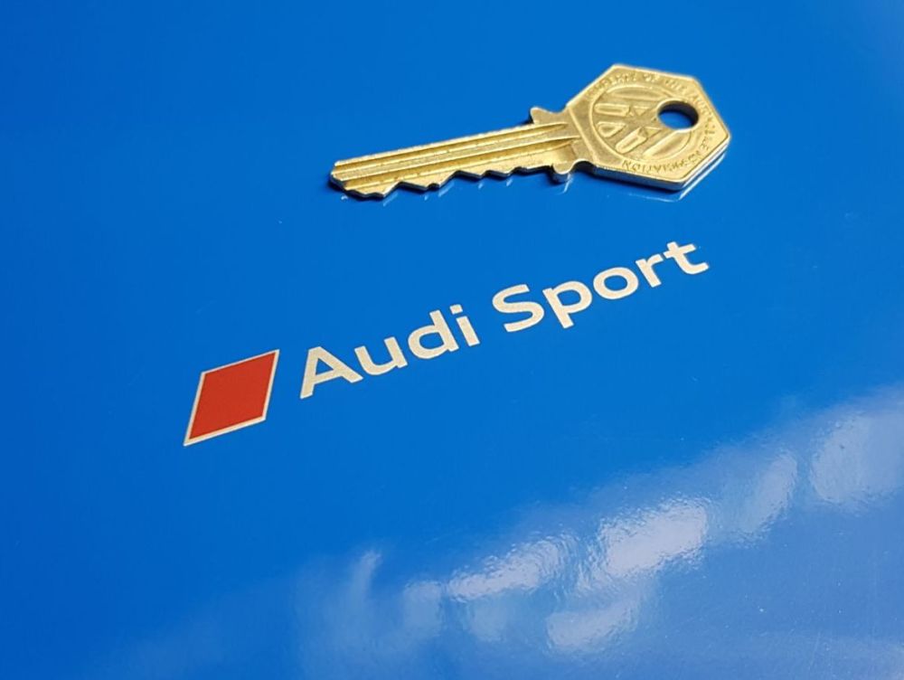 Audi Sport & Logo Cut Silver Text Stickers - 3.25" or 4" Pair