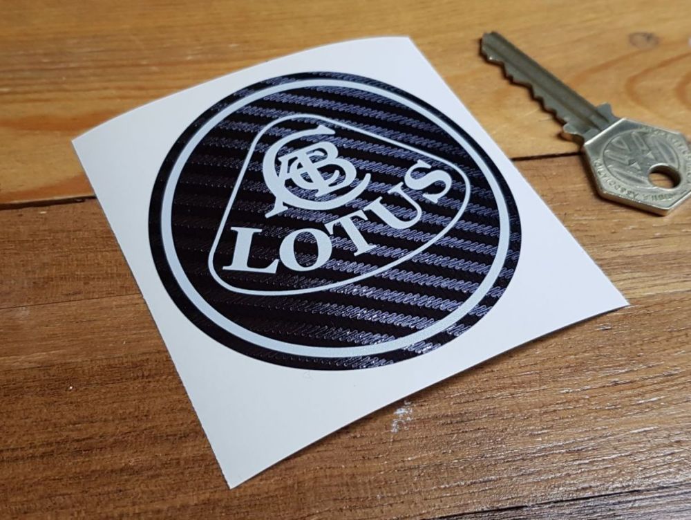 Lotus White & Carbon Fibre Style Sticker 3"
