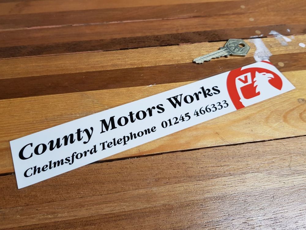 Vauxhall Dealer Window Sticker - County Motors Works Chelmsford - 9.75"