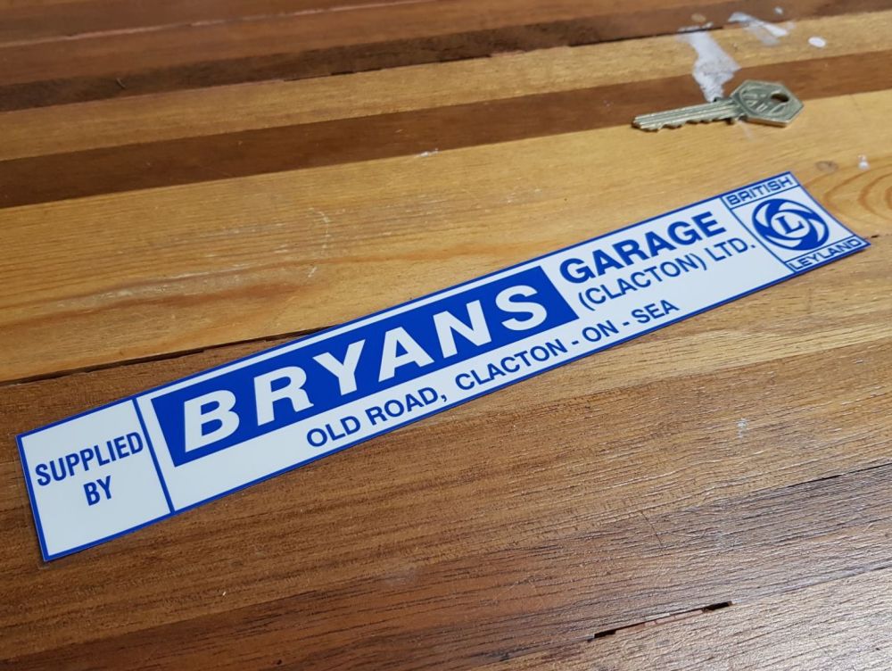 British Leyland Dealer Window Sticker - Bryans Garage Clacton on Sea - 9.75