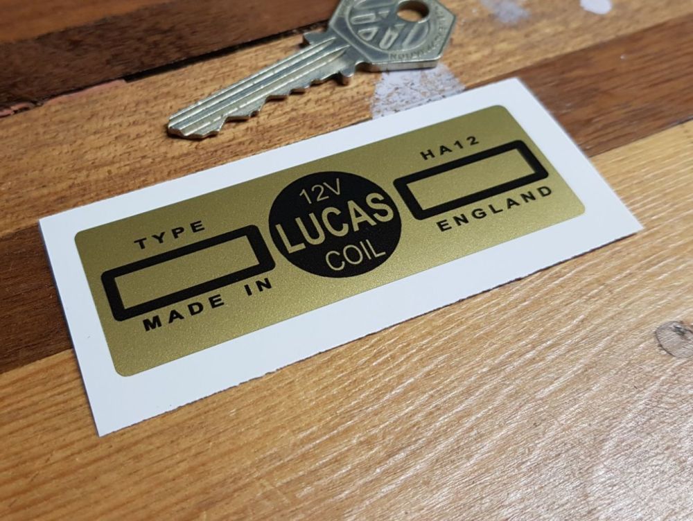Lucas Coil Sticker - HA12 12V - Gold - 81mm