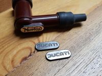 Ducati HT Cap Cover Badges NGK Spark Plug - Lined Text - 22mm Pair