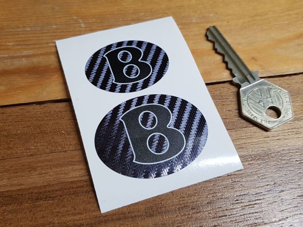 Bentley Oval Carbon Fibre Style Stickers - 40mm & 50mm Pair