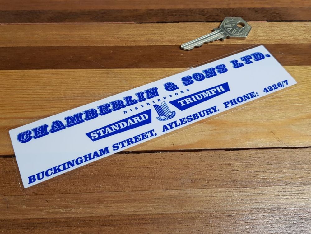 Standard Triumph Dealer Window Sticker - Chamberlin & Sons Aylesbury - 8"