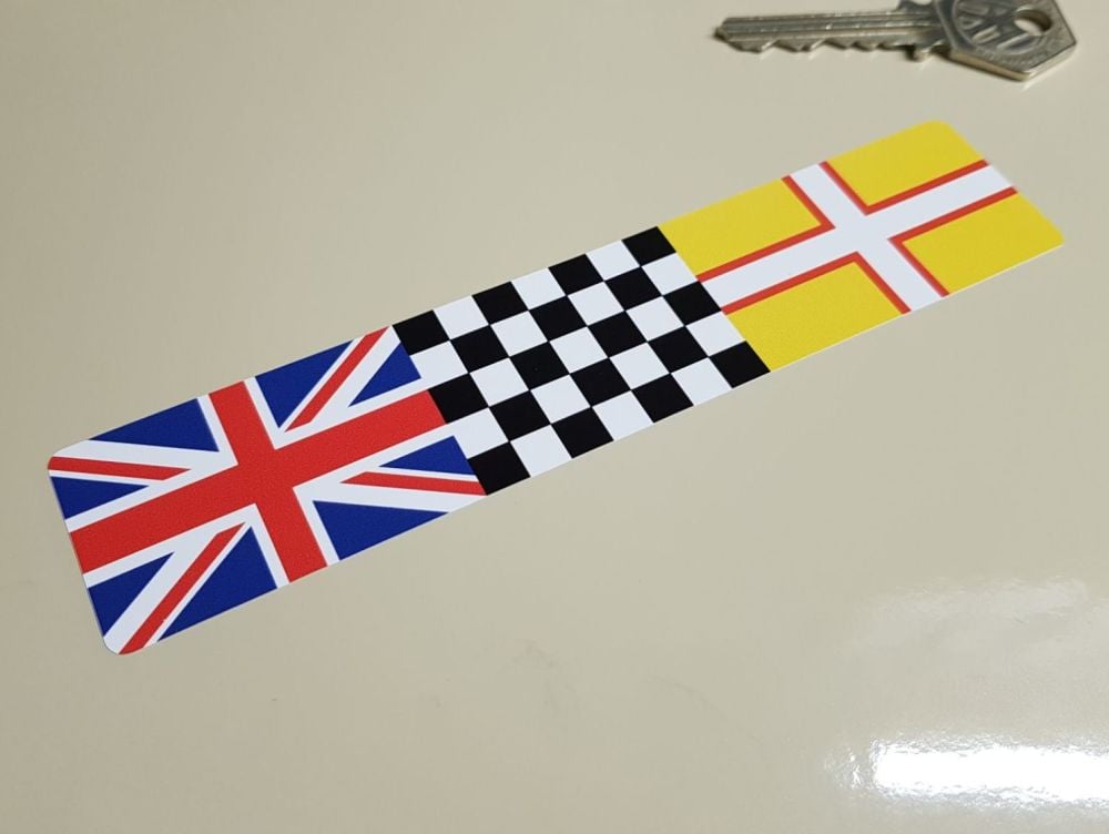 Combination Union Jack, Chequered, & Dorset Flag Sticker 6"