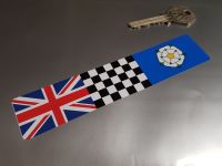 Combination Union Jack, Chequered, & Yorkshire Flag Sticker 6"