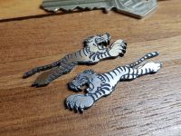 Leaping Tigers Style Laser Cut Self Adhesive Car or Bike Badges- Gold or Silver - 2" Pair