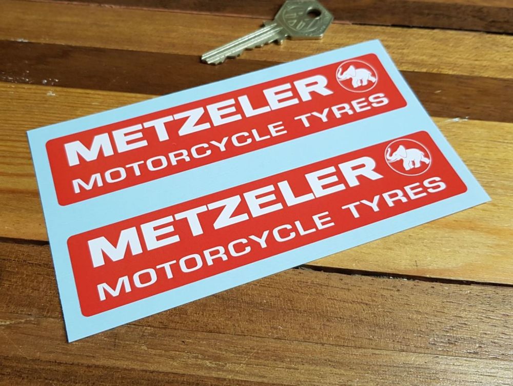 Metzeler Motorcycle Tyres Oblong Stickers - Red - 2.5", 5.5", or 8" Pair