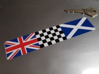 Combination Union Jack, Chequered, & Scotland Flag Sticker 6"