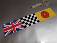 Combination Union Jack, Chequered, & Lancashire Flag Sticker 6"
