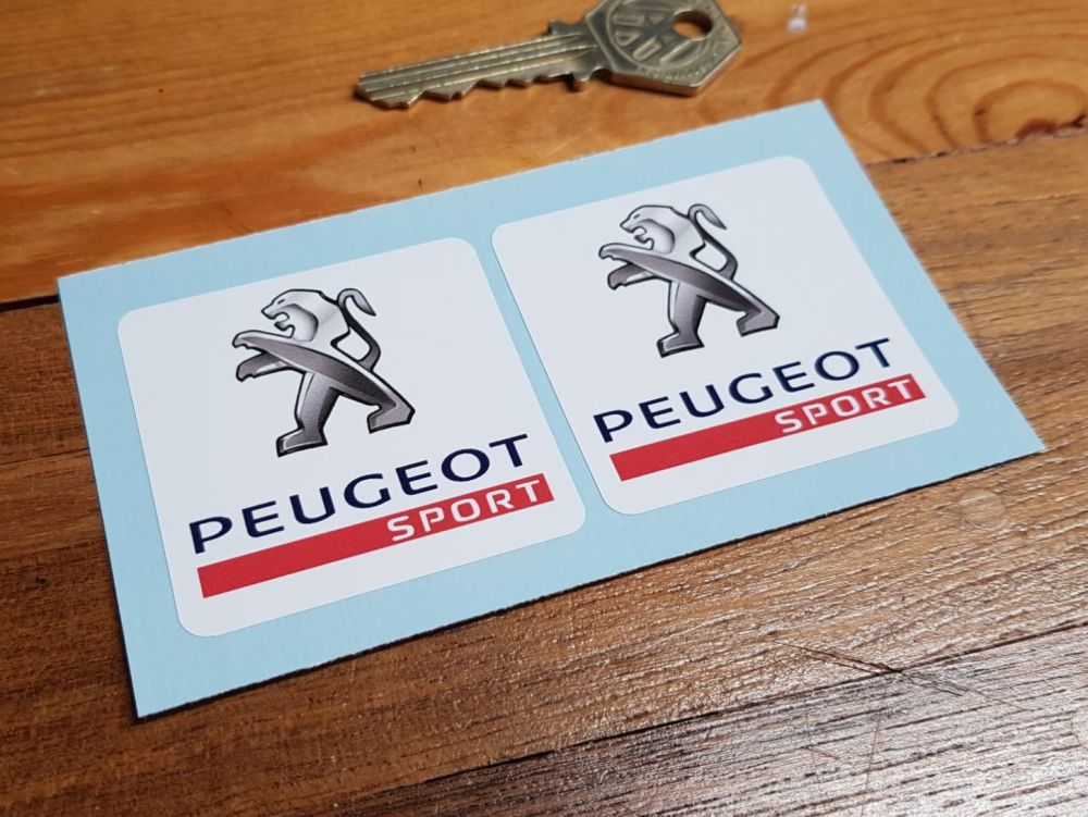 Peugeot Sport Square Grey Lion Stickers 2" Pair
