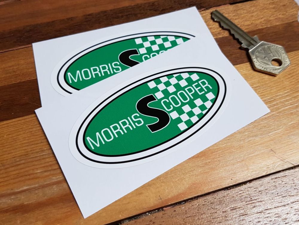 Morris S Cooper Oval Stickers. 4" Pair.