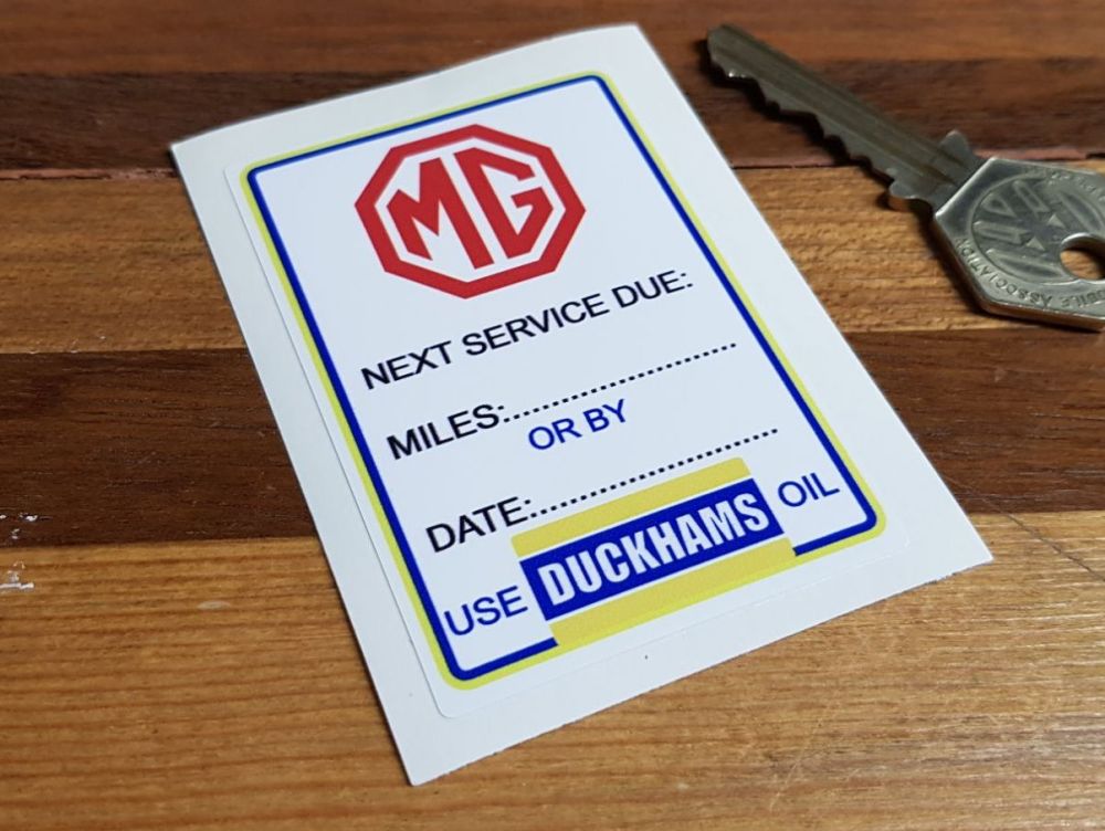 MG 'Use Duckhams Oils' Service Sticker. 3".