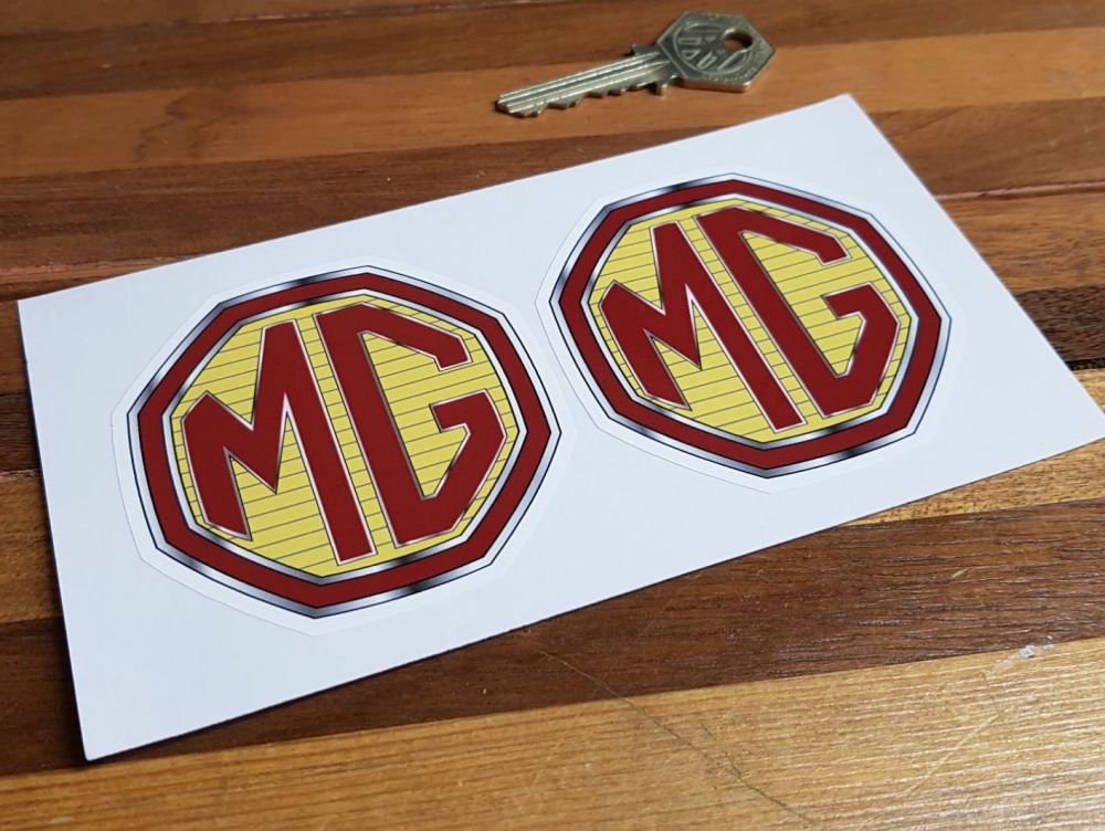 MG Pinstriped Octagon Stickers. 2" or 3" Pair.