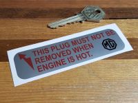 MG Radiator Fan Shroud Red Text Sticker. 4".