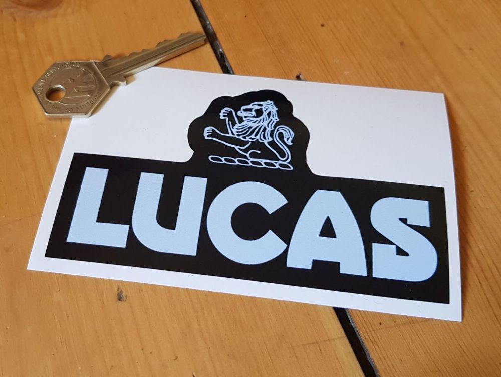 Lucas Shaped Gloss Black & White Sticker 4.5"