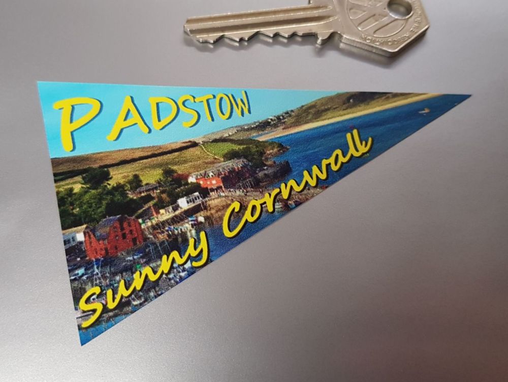Padstow Cornwall Travel Pennant Sticker. 4".