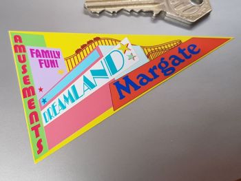 Margate Dreamland Travel Pennant Sticker. 4".