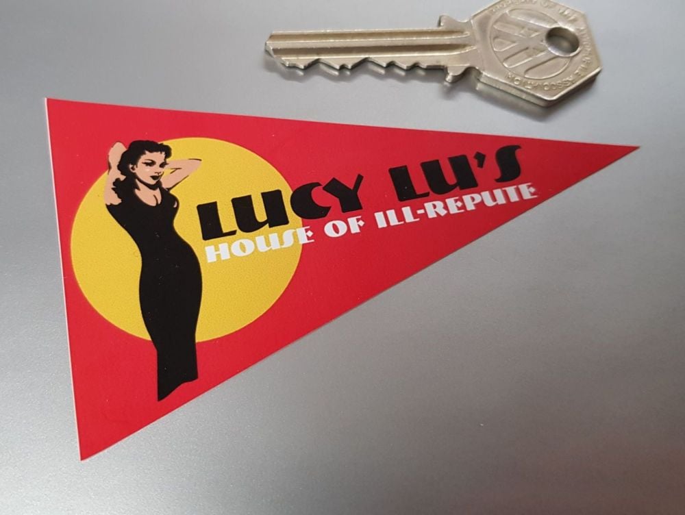 Lucy Lu's House of Ill-Repute Travel Pennant Sticker. 4
