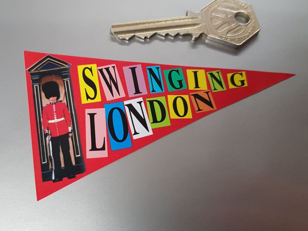 Swinging London Travel Pannant Sticker. 4".