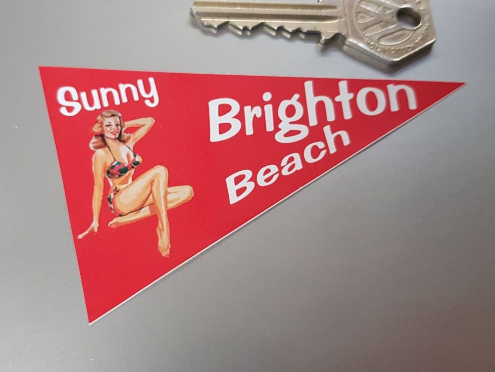 Brighton Beach Travel Pennant Sticker 4"