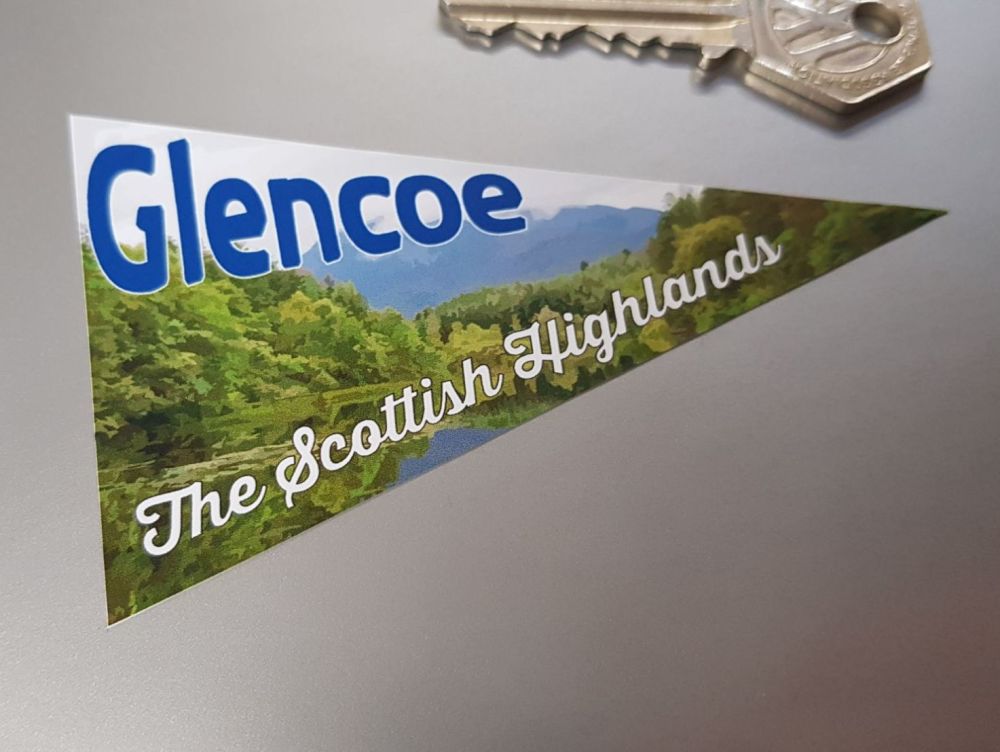 Glencoe Scottish Highlands Travel Pennant Sticker 4"