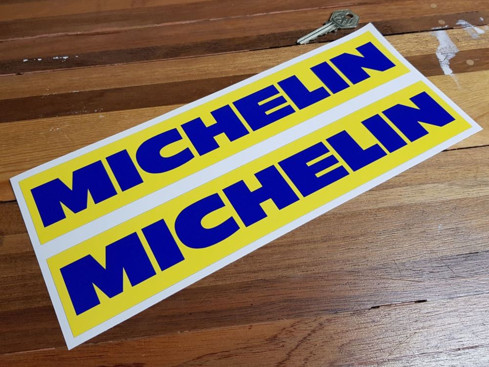 Michelin Blue Text on Yellow Oblong Stickers