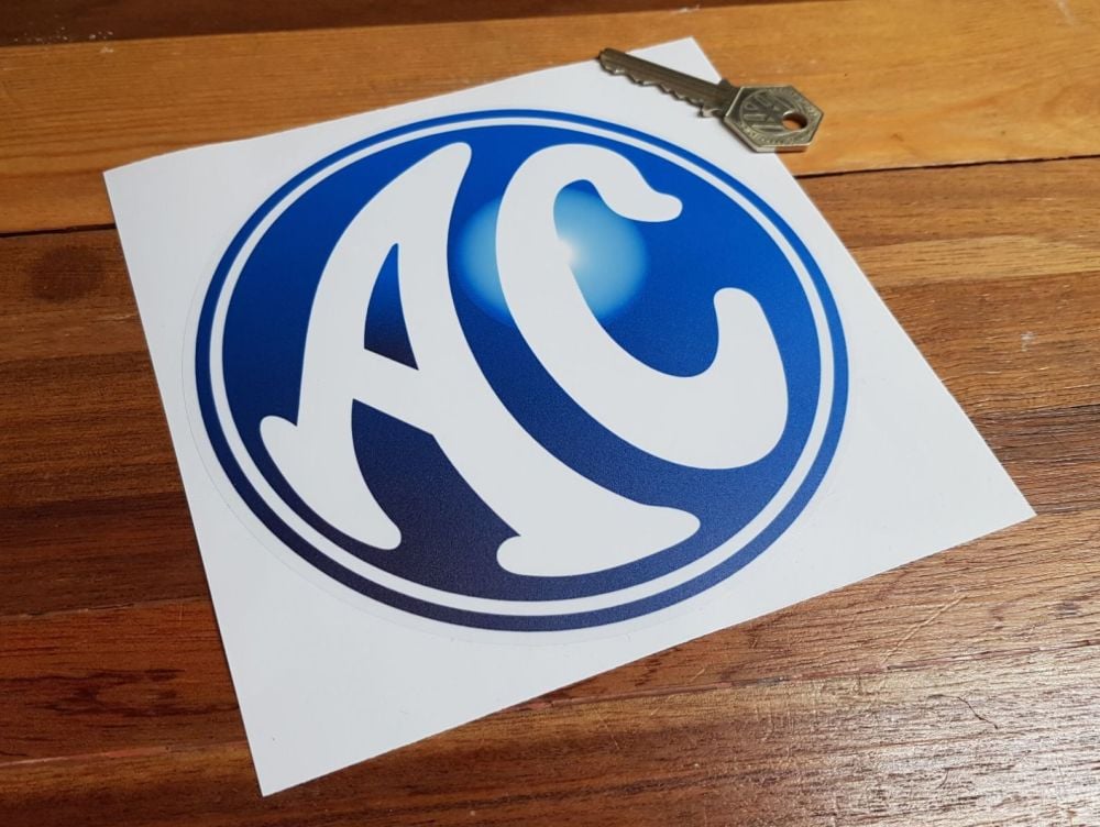 AC Cars Blue & Clear Circular Sticker 6"