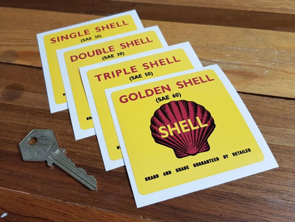 Shell Lubricating Oil Sticker - Single, Double, Triple, Golden - 3"