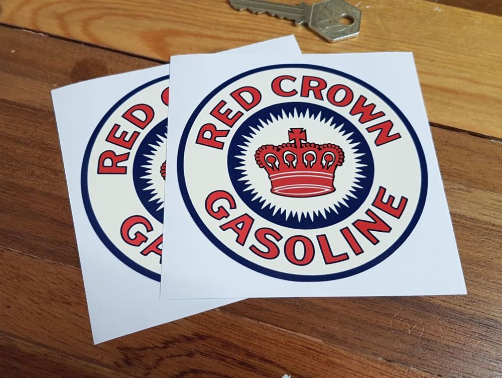 Red Crown Gasoline Cream Stickers 4" Pair