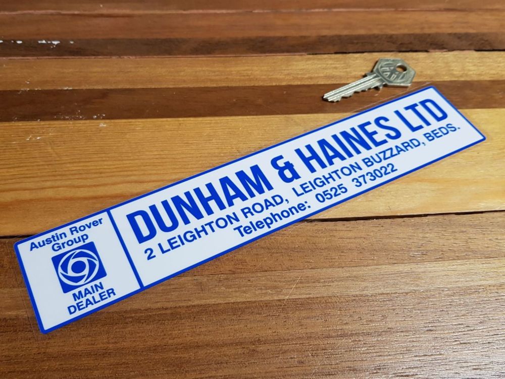 Austin Rover Dealer, Dunham & Haines, Leighton Buzzard Sticker 9.75"