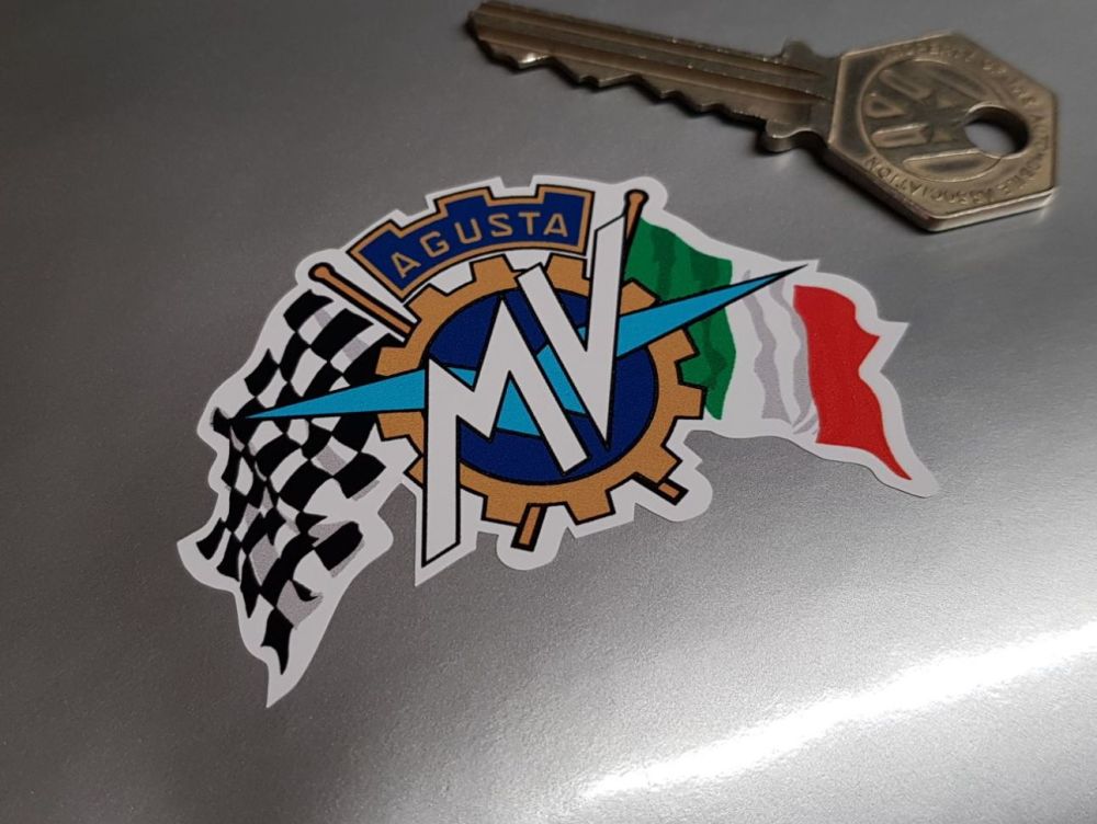 MV Agusta Crossed Flags Sticker 2.75"