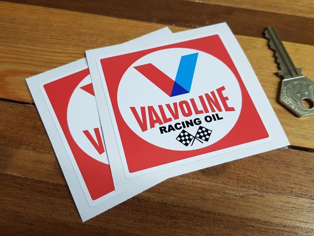 Valvoline Racing Oil Red Square Stickers - 2", 3", 4", 6" or 8" Pair