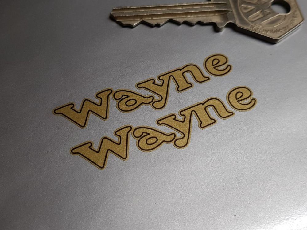 Wayne Pump Company Cut Vinyl Gold & Black Stickers 55mm Pair