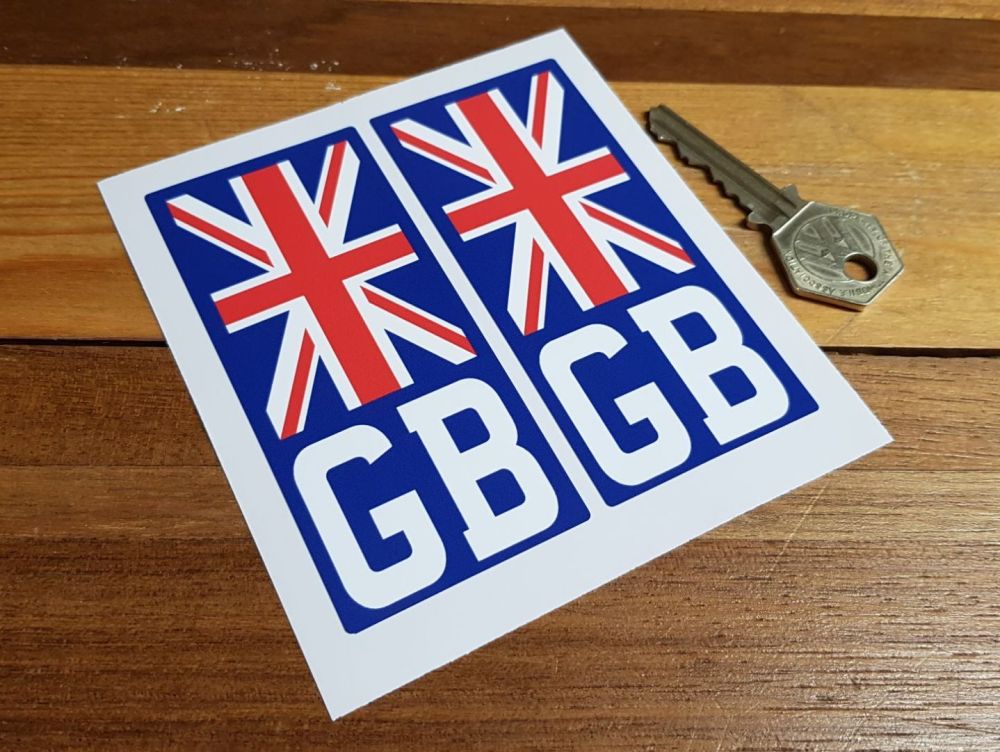 GB Union Jack Number Plate ID Nationality Cover Up Stickers 4" Pair