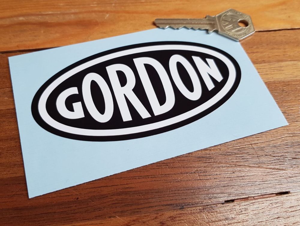 Gordon English Tools White on Black Oval Sticker 4.75