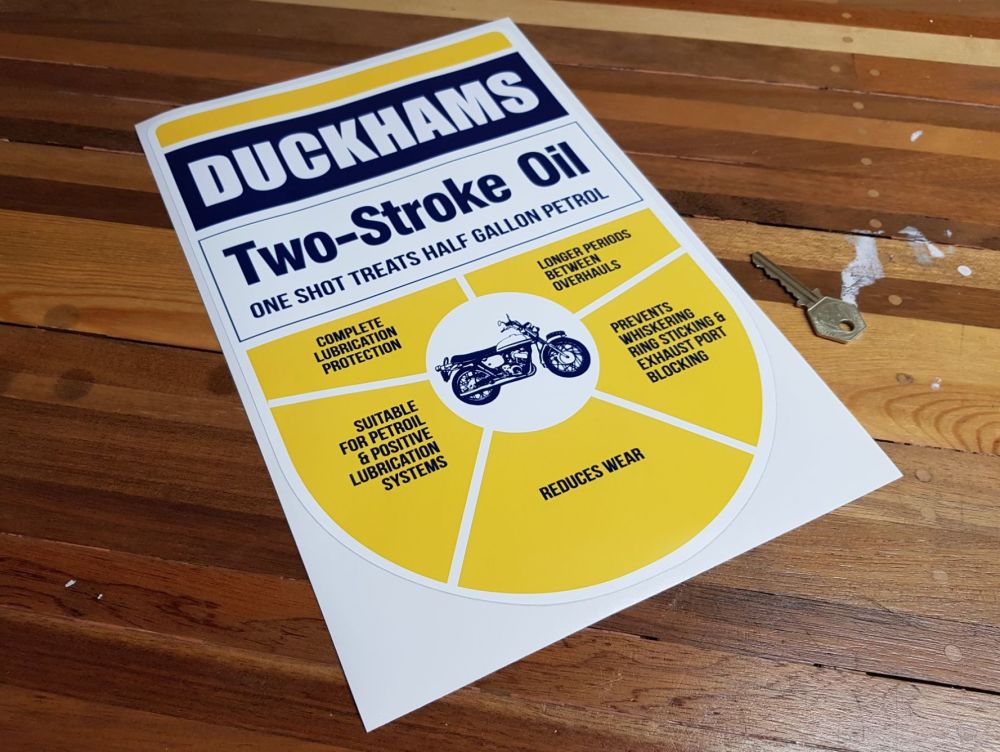 Duckhams Two Stroke Oil Dispenser Sticker 13.5"