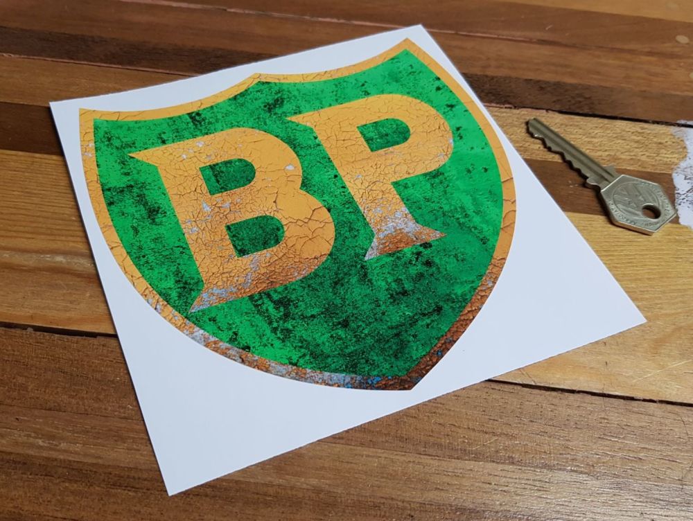 BP Worn Cracked Paint Style Shield Sticker 6"