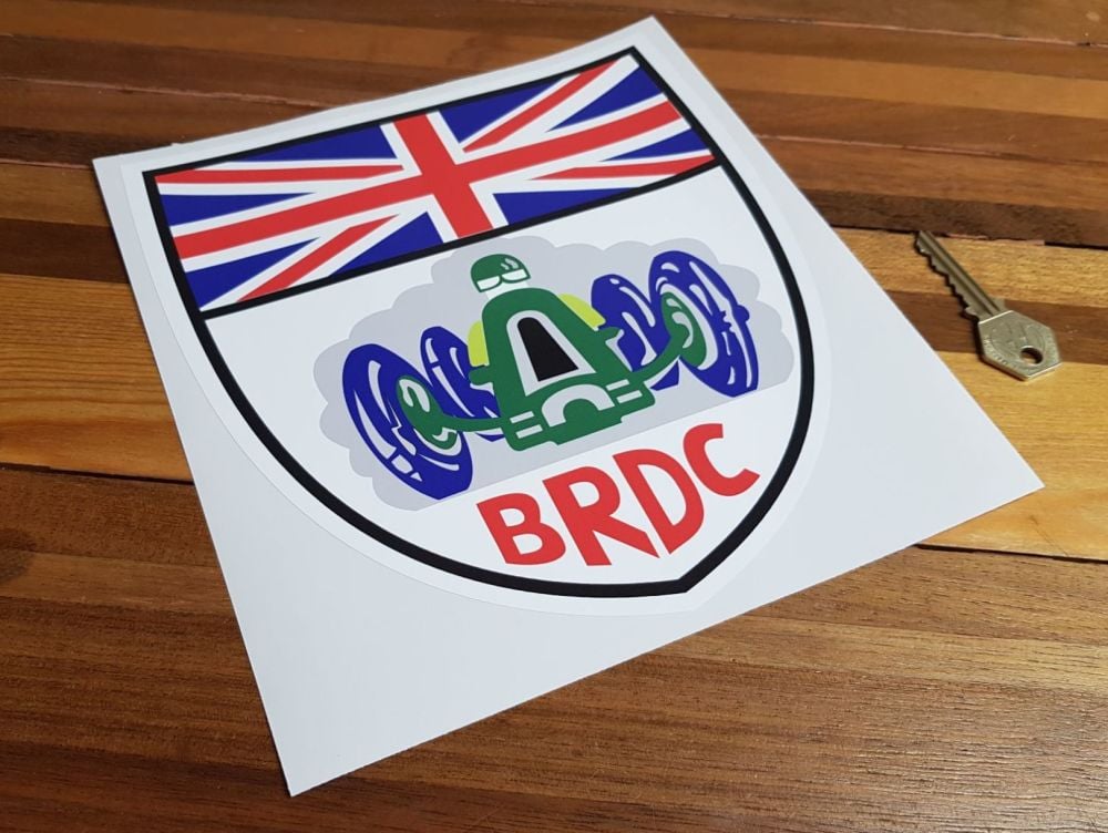BRDC Shield Shaped White Border Sticker 8.5"