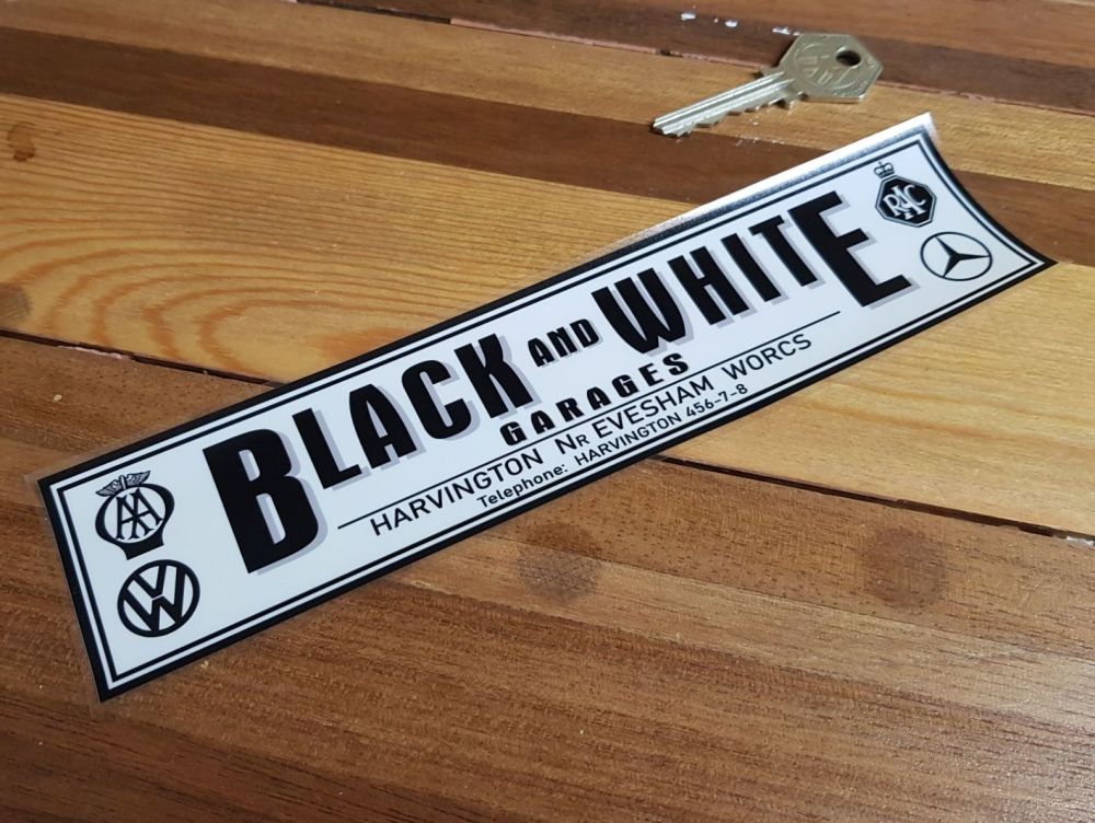 Mercedes Benz VW Black & White Garages Evesham Dealer Window Sticker 8.75"