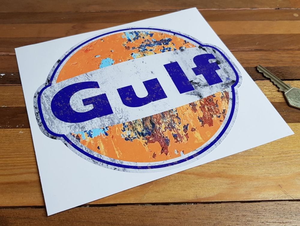 Gulf Distressed Cracked Paint Style Sticker 8"