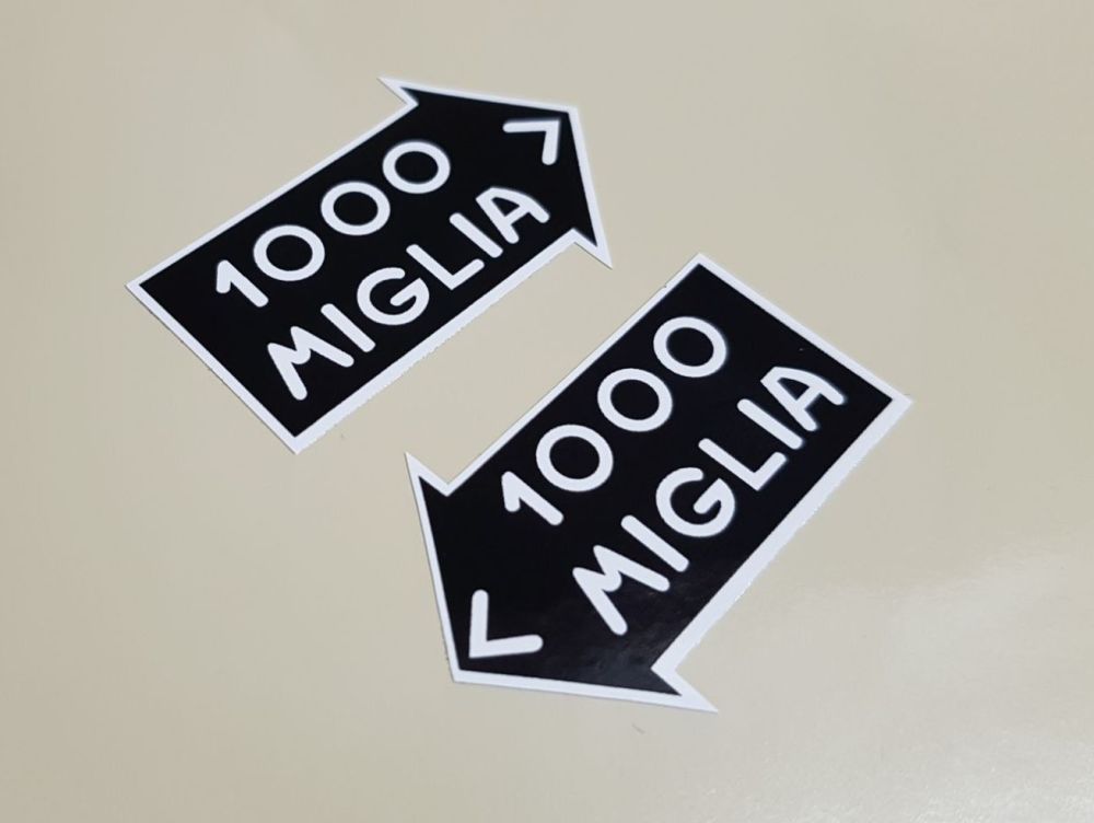 Mille Miglia Black Directional Stickers - 1.5" or 4" Pair