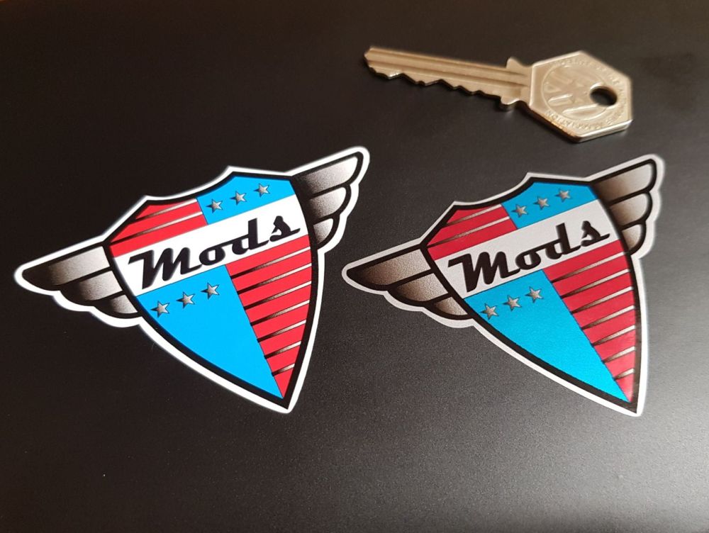 Mods Winged Shield Stickers 3" Pair