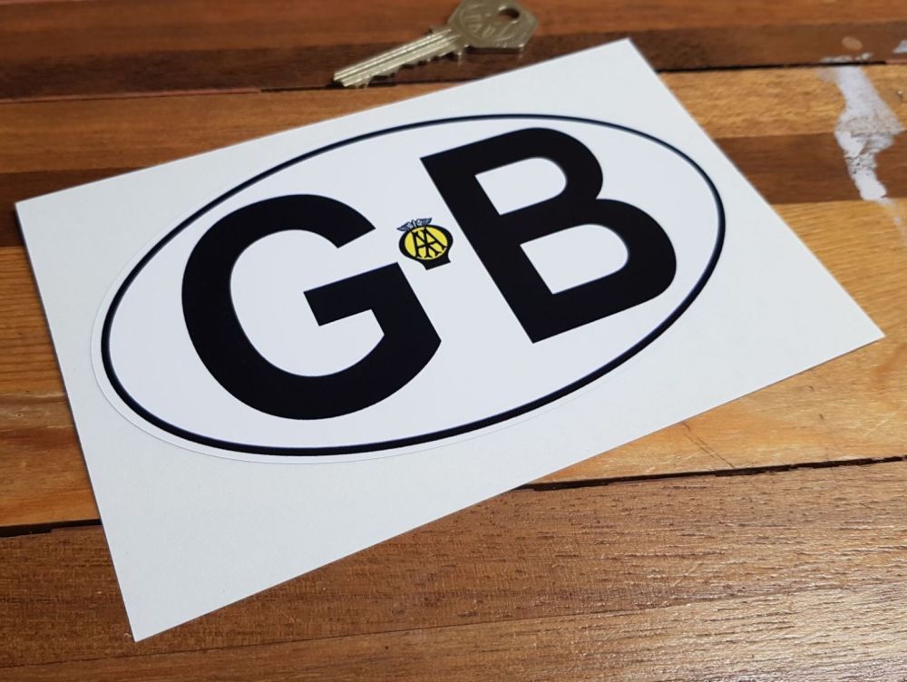 GB Old AA Black on White with Black Outline ID Plate Sticker. 6".