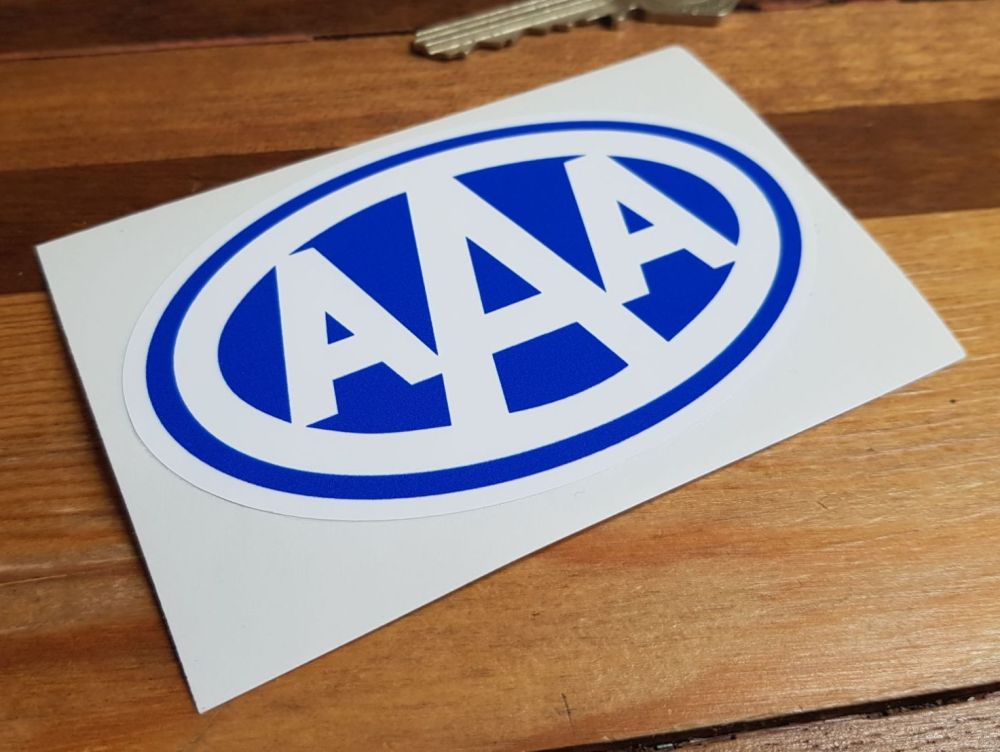 AAA White on Blue Oval Sticker. 4