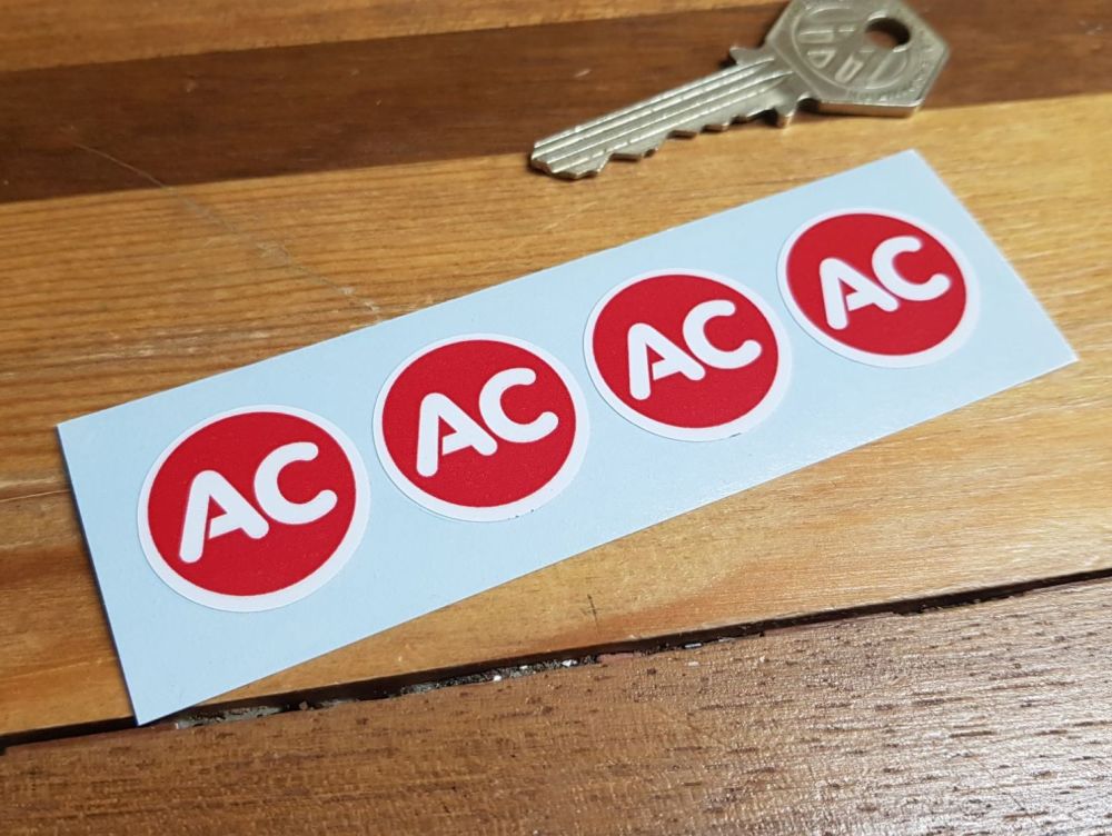 AC Red Circular Stickers. Set of 4. 1".