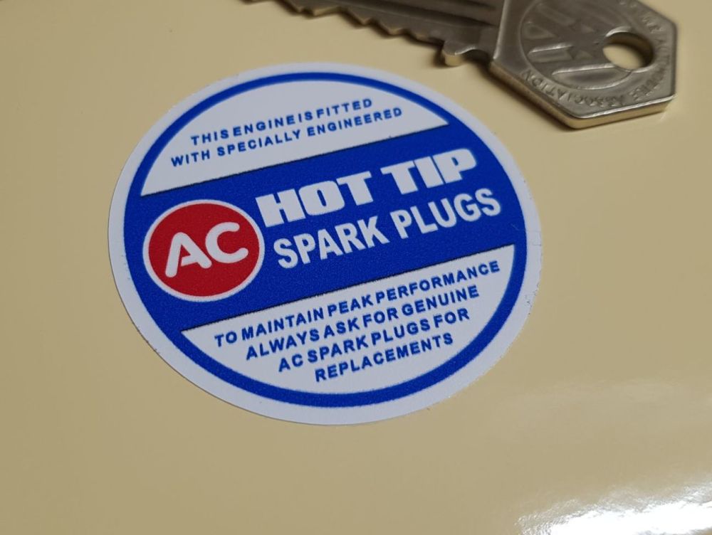 AC Hot Tip Spark Plugs Sticker. 2