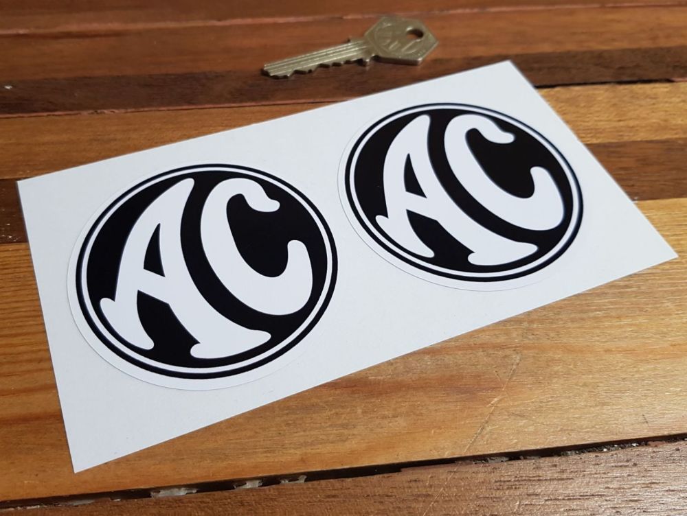 AC  Cars Black & White Circular Stickers. 3