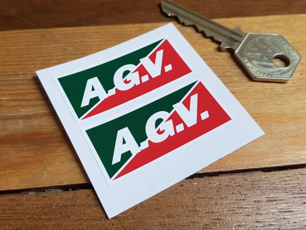 A.G.V. Red & Green Oblong Stickers. 2